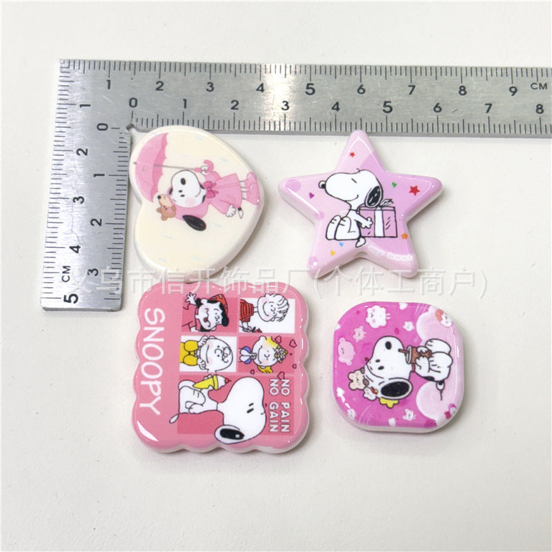 Wholesale 100pcs/pack Pink Cartoon Print Irregularly Shaped Beaded Pen Accessories OLY Exclusive